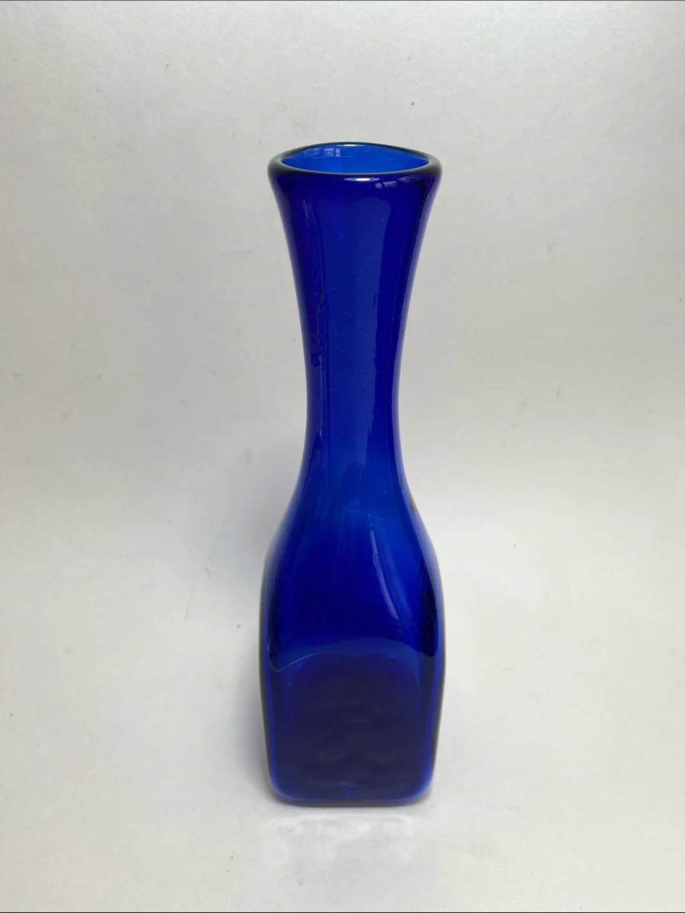 Vintage MCM 1960’s Glass Norway Richard Duborgh cobalt blue glass bud vase 9”